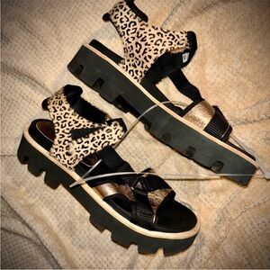 Montelliana Italy Leopard Gold Ponyhair Sandals NWOT